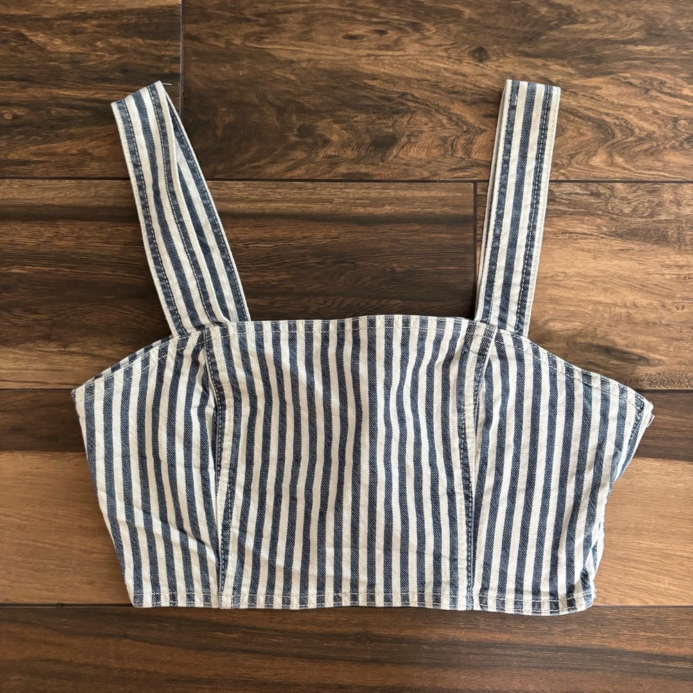 ZARA Striped Denim Top
